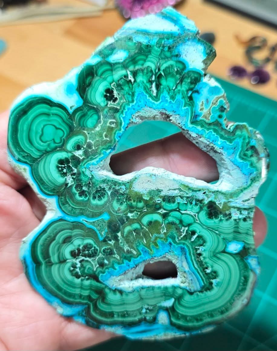 #5 Chrysocolla Malachite Slice – Collector Statement Piece