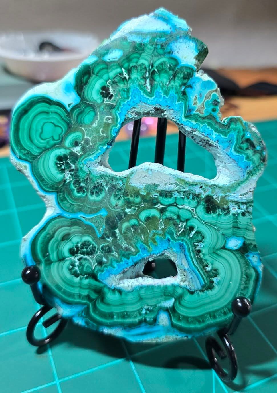 #5 Chrysocolla Malachite Slice – Collector Statement Piece