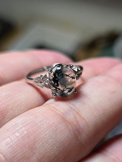 Moss Agate Sterling Silver Ring