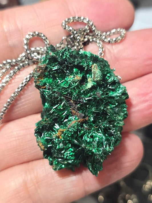 Raw Malachite Druzy Necklace