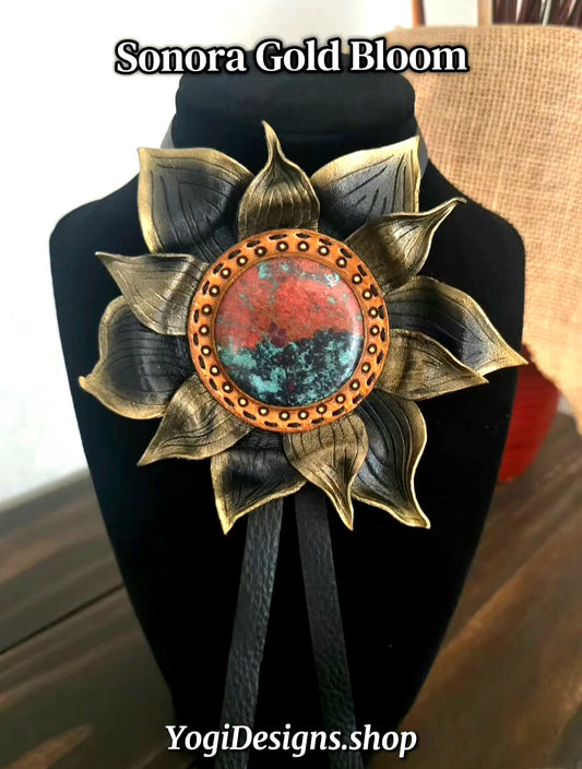 Sonora Gold Bloom — Statement Bolo Neckpiece (Convertible Design)