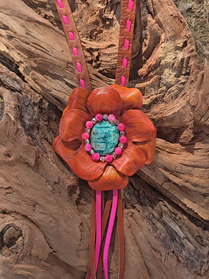 Chrysocolla Bloom — Convertible Bolo Statement Piece w/ Upgraded Bolo Cord