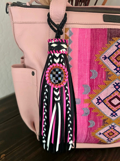 10" Pink Rodeo Rebel Leather Tassel