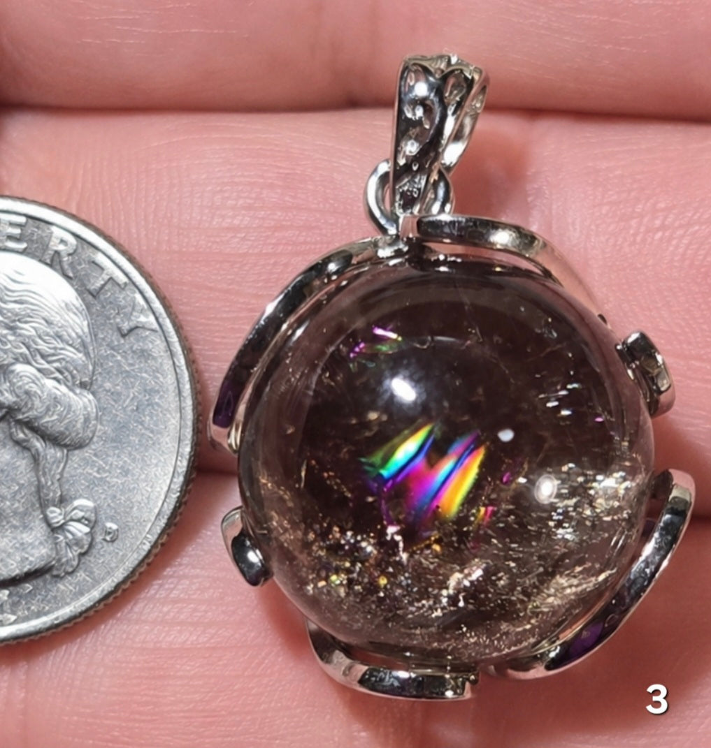#3 Rainbow Smoky Quartz Sphere Pendant