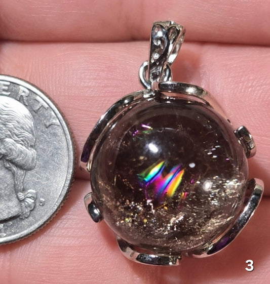 #3 Rainbow Smoky Quartz Sphere Pendant