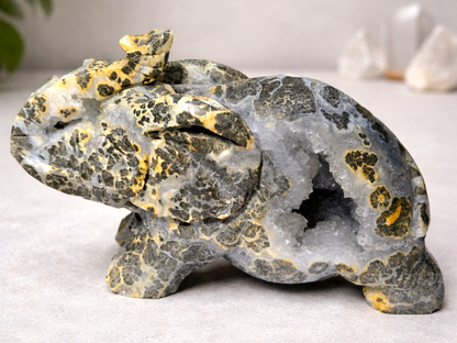 Golden Vein Druzy Agate Elephant