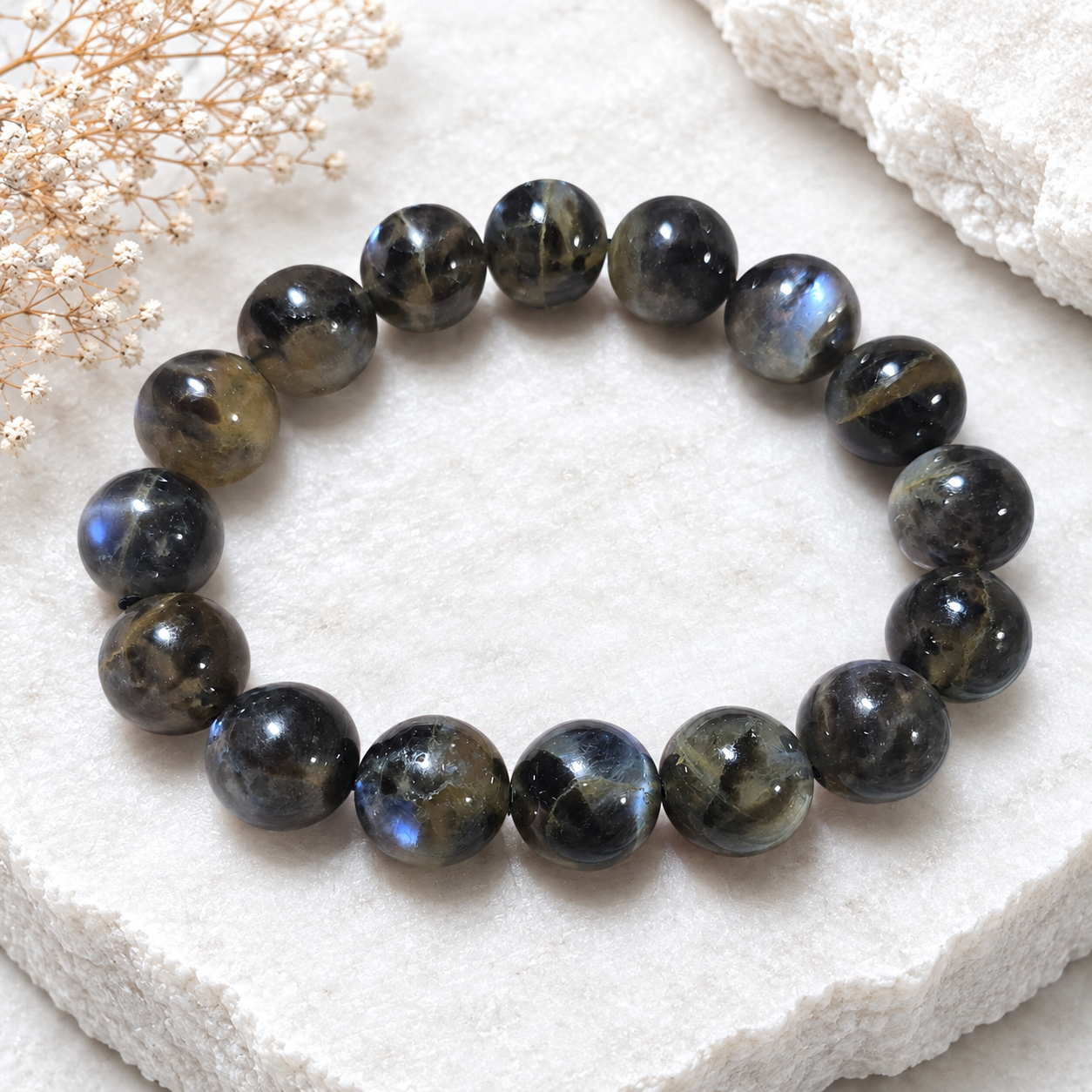13mm Leopard Skin Moonstone Bracelet