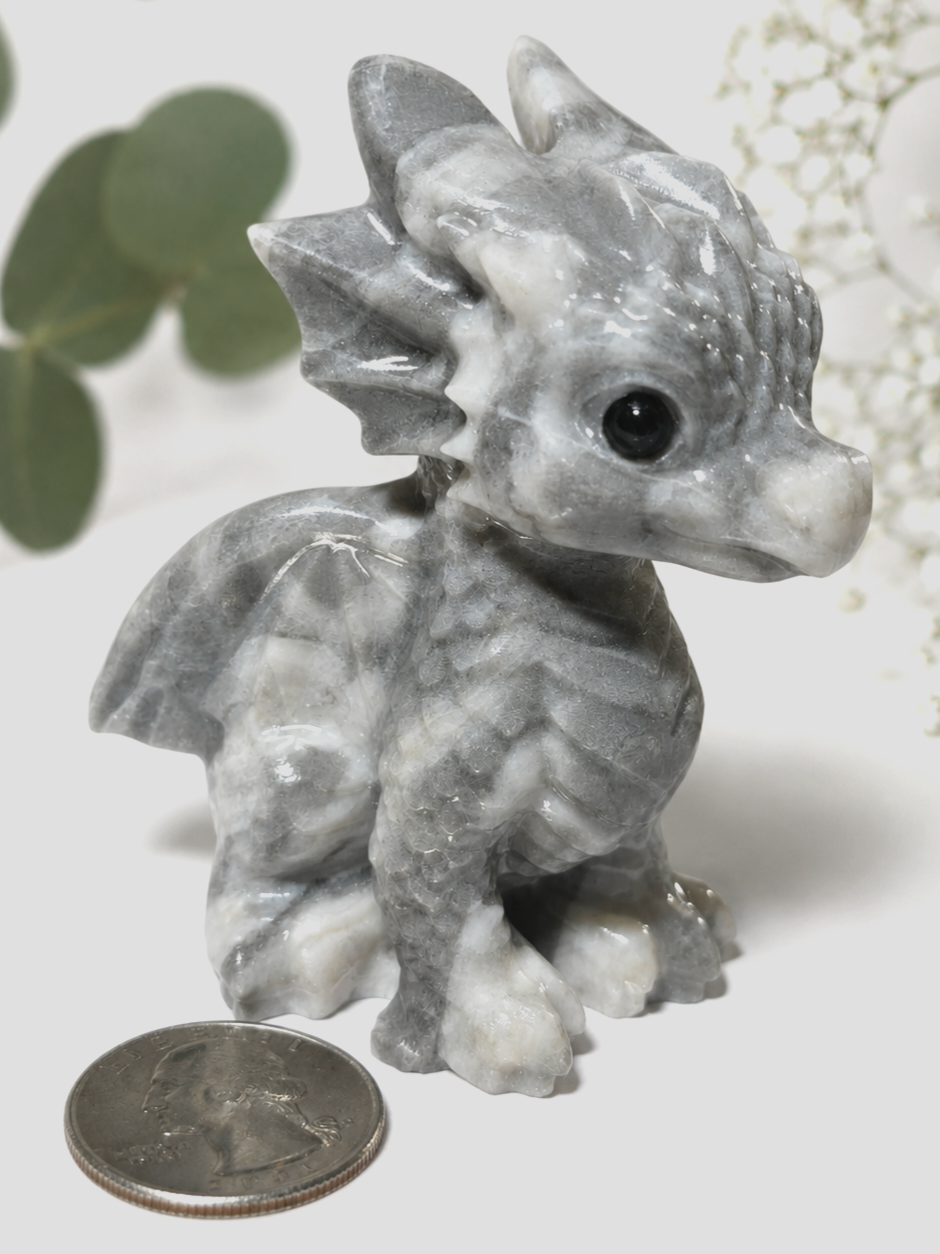 Picasso Jasper Baby Dragon Carving