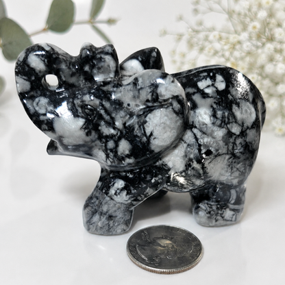 Fossil Stone Elephant Carving