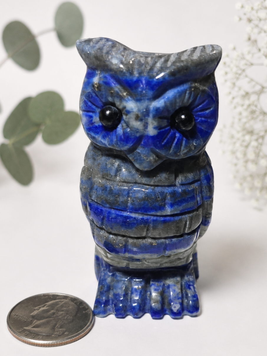 Lapis Lazuli Owl Carving