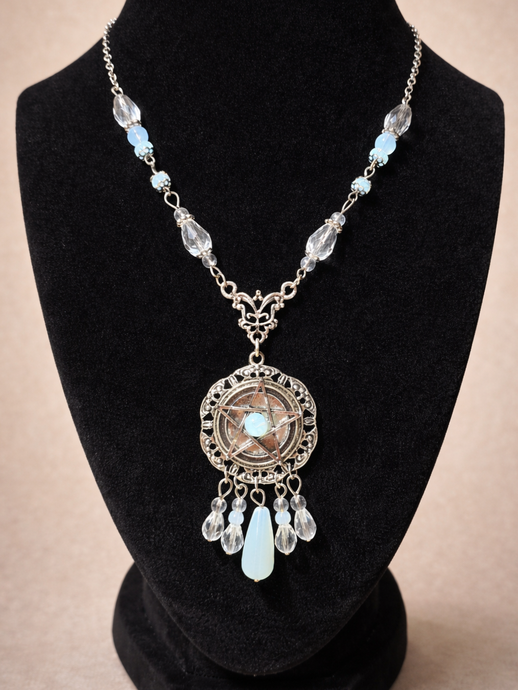 Opalite & Crystal Pendant Necklace