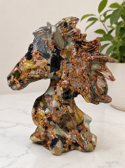 Mosaic Jade Horsehead Carving