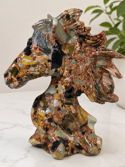 Mosaic Jade Horsehead Carving