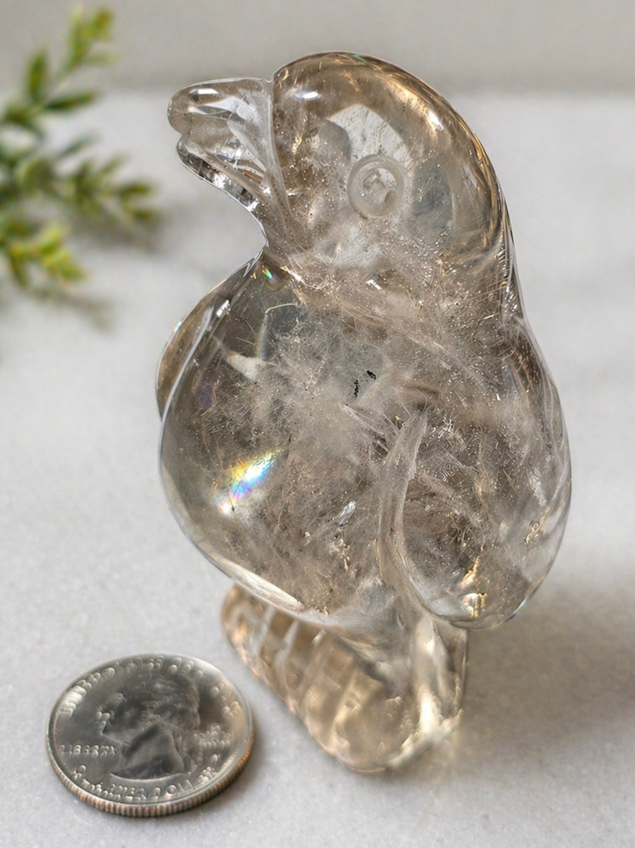 Smoky Citrine Quartz Penguin Carving