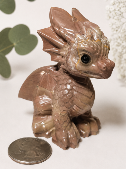 Light Red Jasper Baby Dragon Carving
