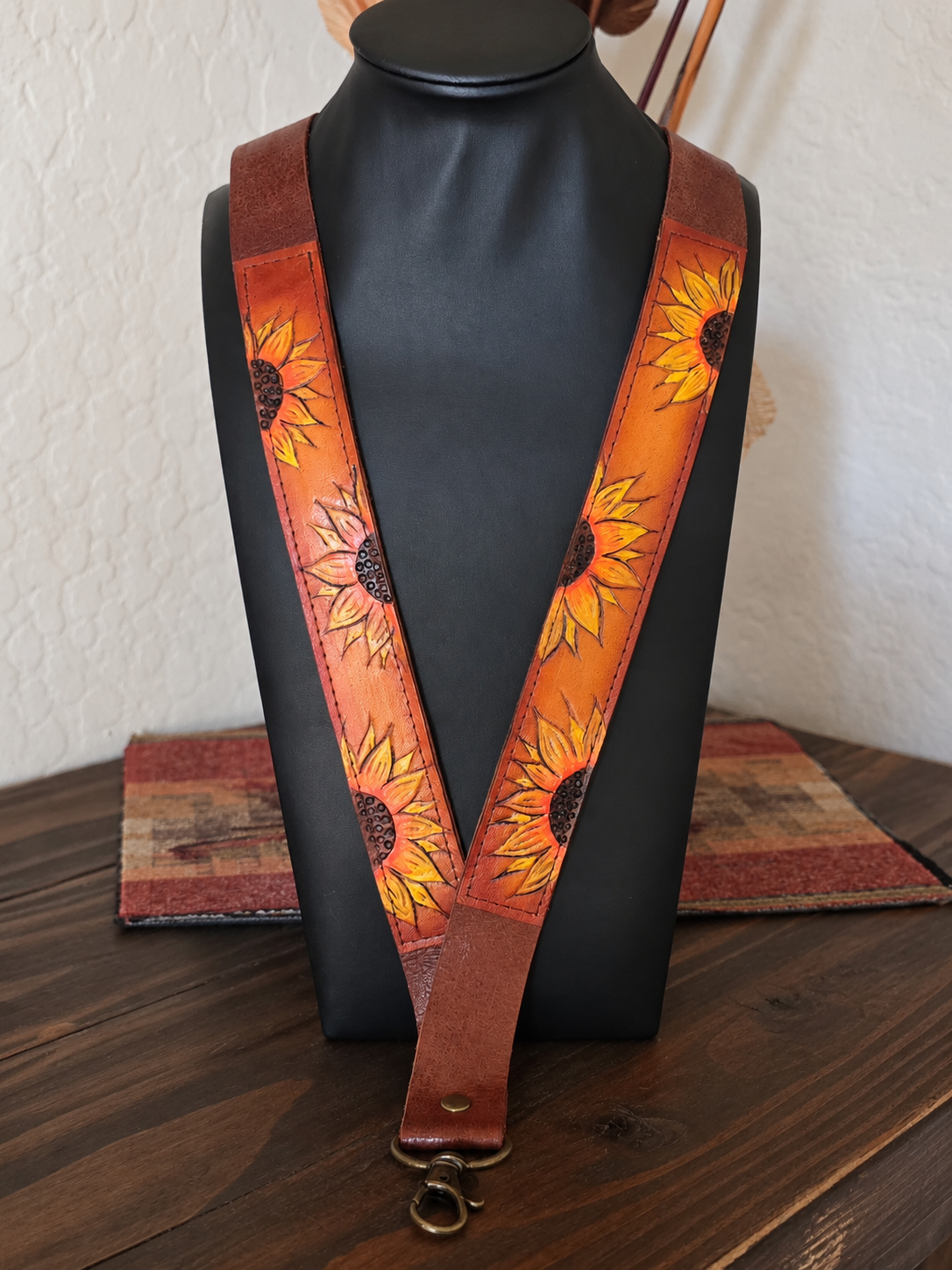 Leather Sunflower Lanyard