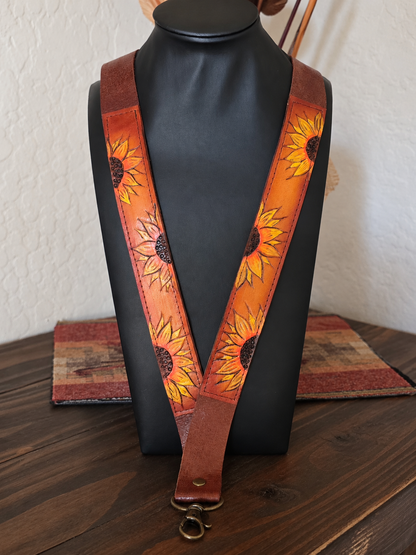 Leather Sunflower Lanyard