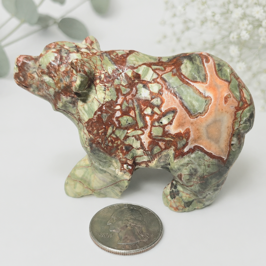 Money Agate Bear Carving