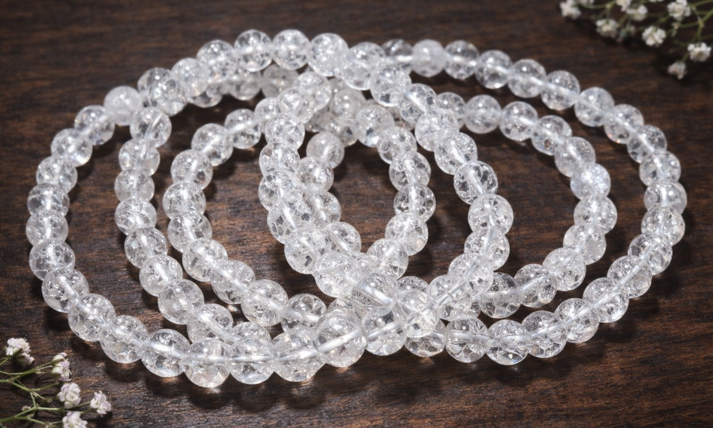 6mm Clear Crackled Quartz Bracelets