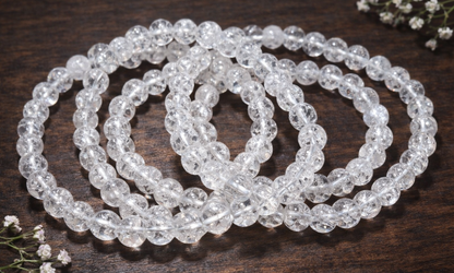 6mm Clear Crackled Quartz Bracelets