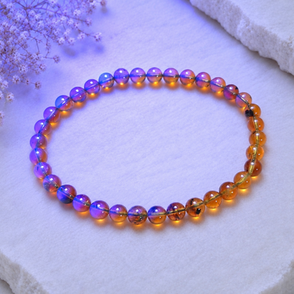 5mm Mexican Blue Amber Bracelets - UV reactive