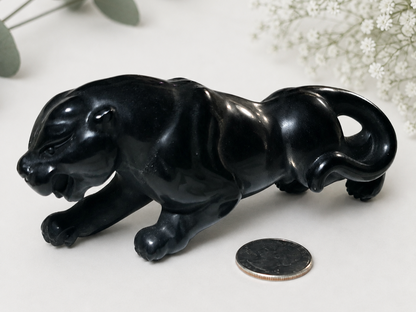 #1 Black Obsidian Panther Carving