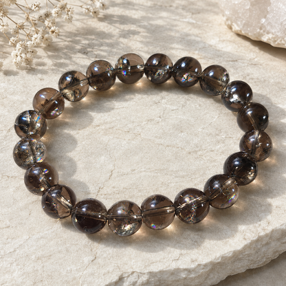 10mm Smoky Quartz w/Rainbows Bracelet
