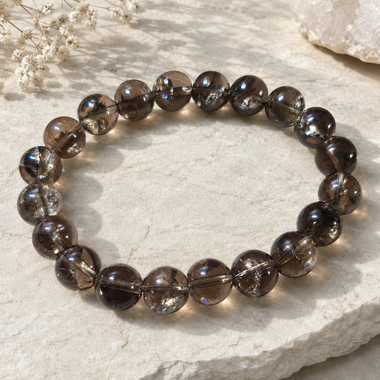 10mm Smoky Quartz w/Rainbows Bracelet