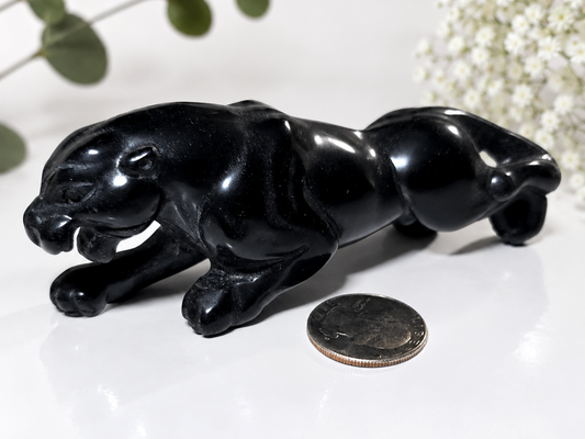 #2 Black Obsidian Panther Carving