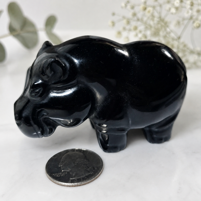 Black Obsidian Hippo Carving