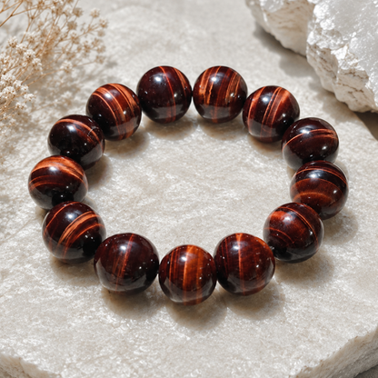 20mm Red Tiger Eye Bracelet