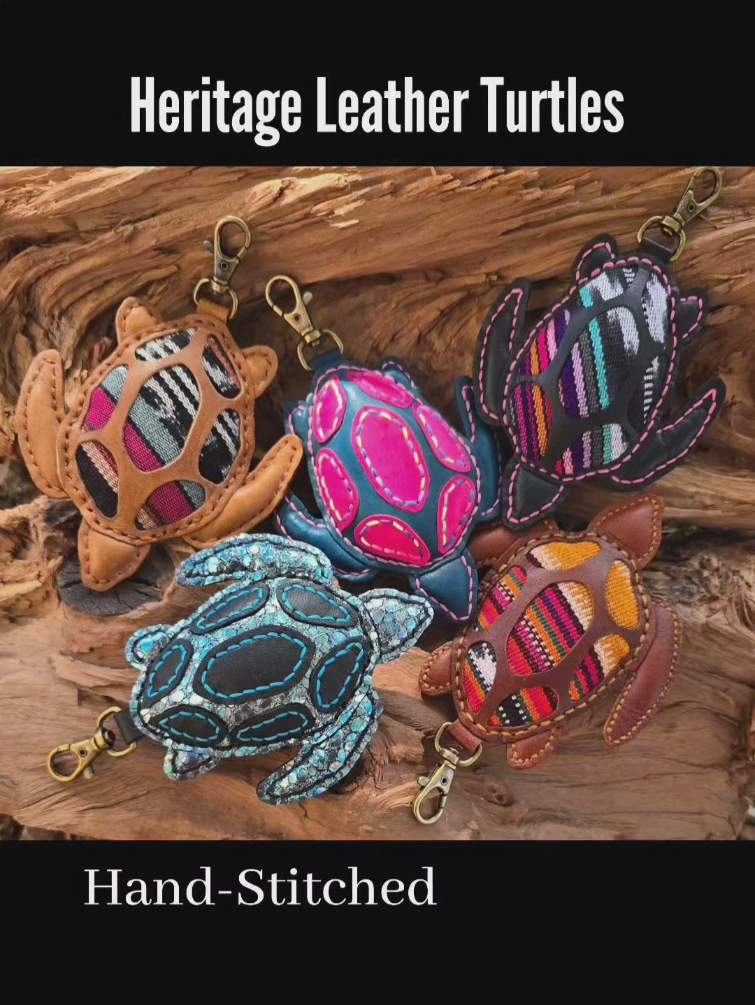 Load video: Hand-cut.Hand-stitched. Made to endure. Heritage Leather Turtle Bag Charms — First Hatch