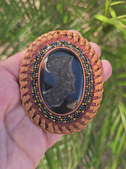 Black Druzy Bag Bolo