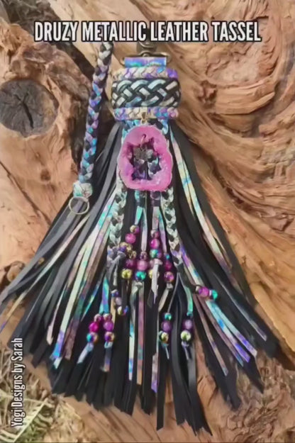 9" Pink Druzy Tassel