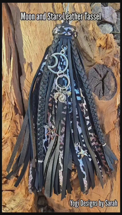 8" Moon & Stars Leather Tassel