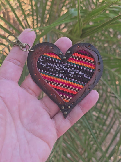 Envy Artisan Fabric Leather Heart Charm