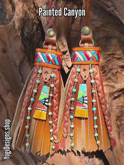5" Painted Canyon D-ring Leather Tassels