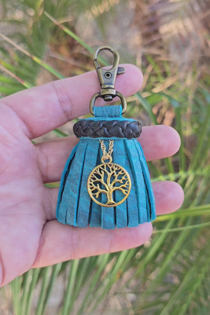 Distressed Teal and Black with Charm