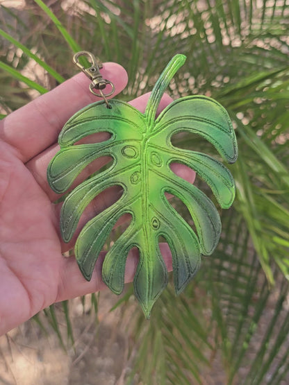 Green Monstera Leather Leaf Charm