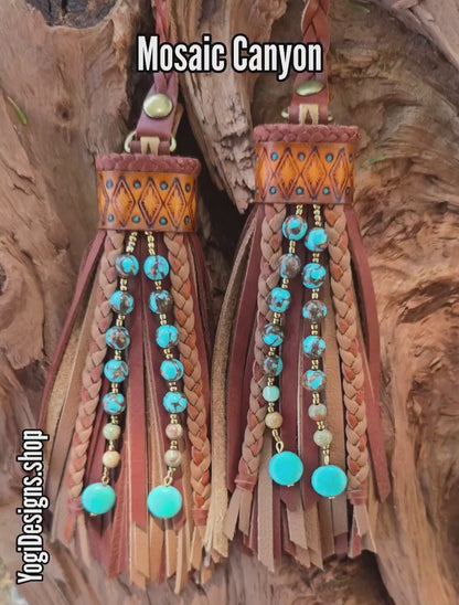 6" Mosaic Canyon D-ring Leather Tassels