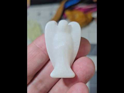 Sparkly White Jade Healing Angel Carving