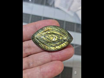 #8 Carved Evil Eye Labradorite Cabochon