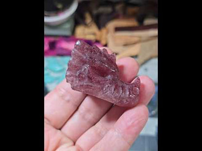 Strawberry Quartz Dragon Head Carving