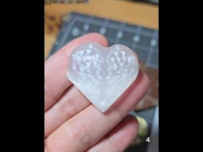 #4 Selenite Heart w/ Engraved Wings