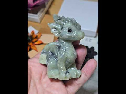 Serpentine Jade Baby Dragon Carving