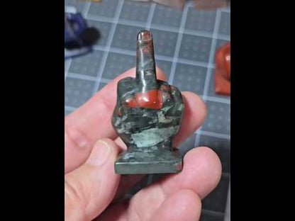 2" Blood Stone Middle Finger Gesture