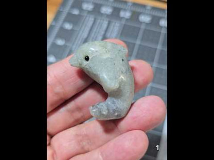 #1 Grey Labradorite Dolphin Carving