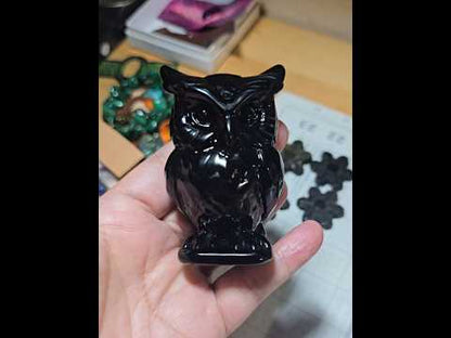 Black Obsidian Owl Carving