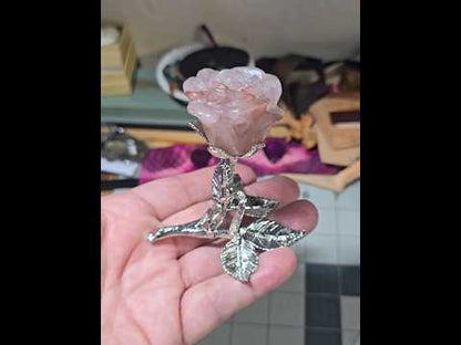Fire Quartz Rose on Stand