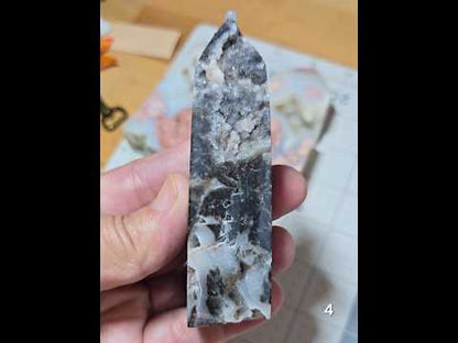 #4 Black Sphalerite Sugar Druzy Tower